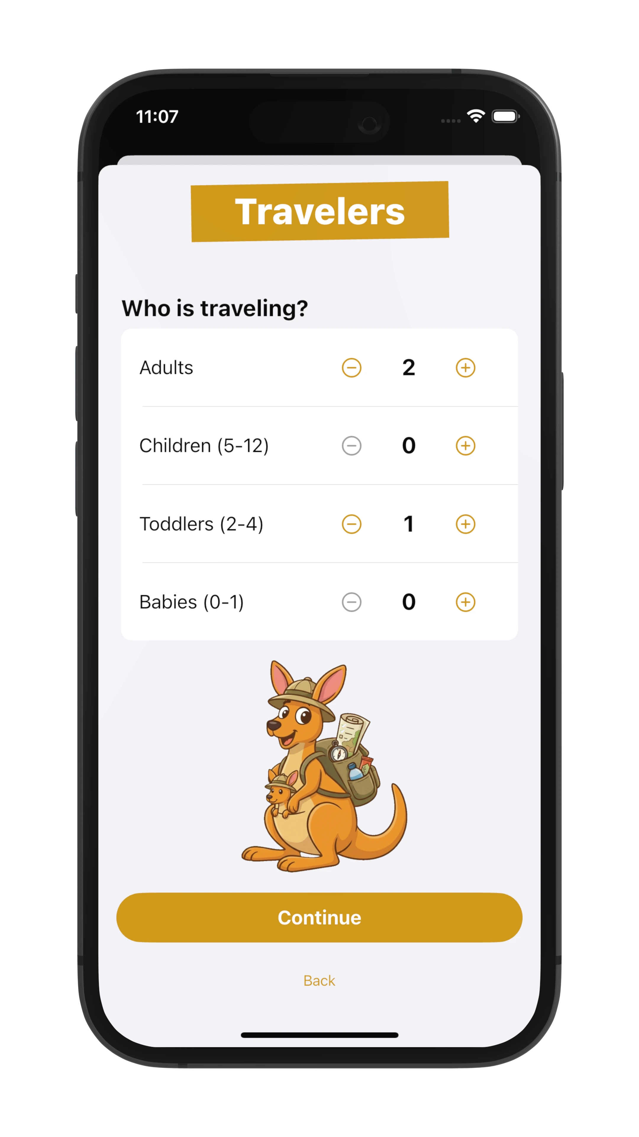App Screenshot How many travelers